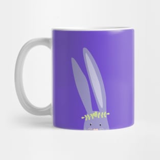 Cute Easter Bunny With Long Ears Pastel Purple Color Cartoons Illustration Mug